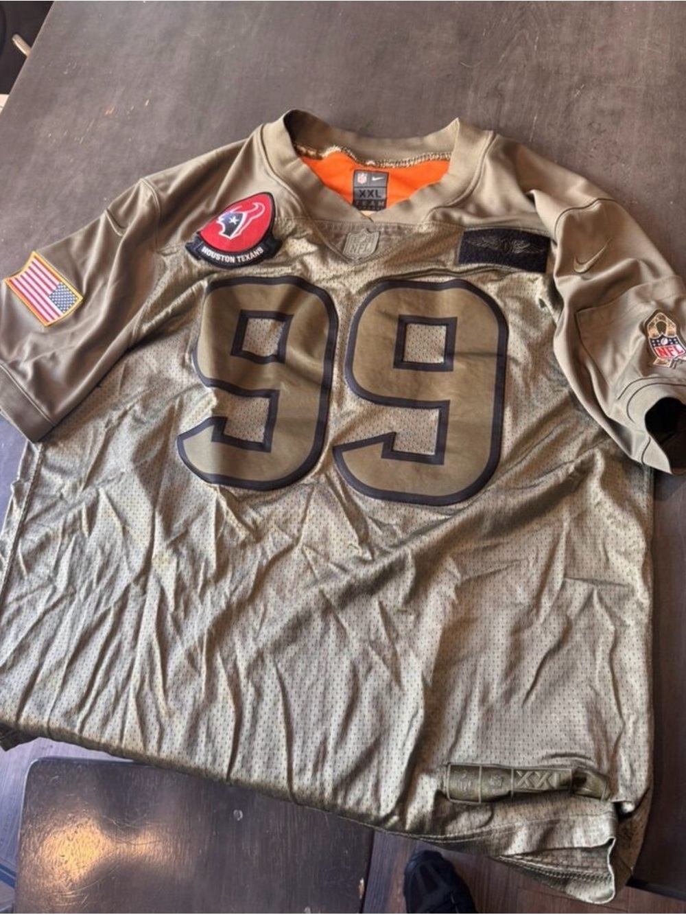 NFL Houston Texans XXL salute Jersey, Watt - Olive Green #99